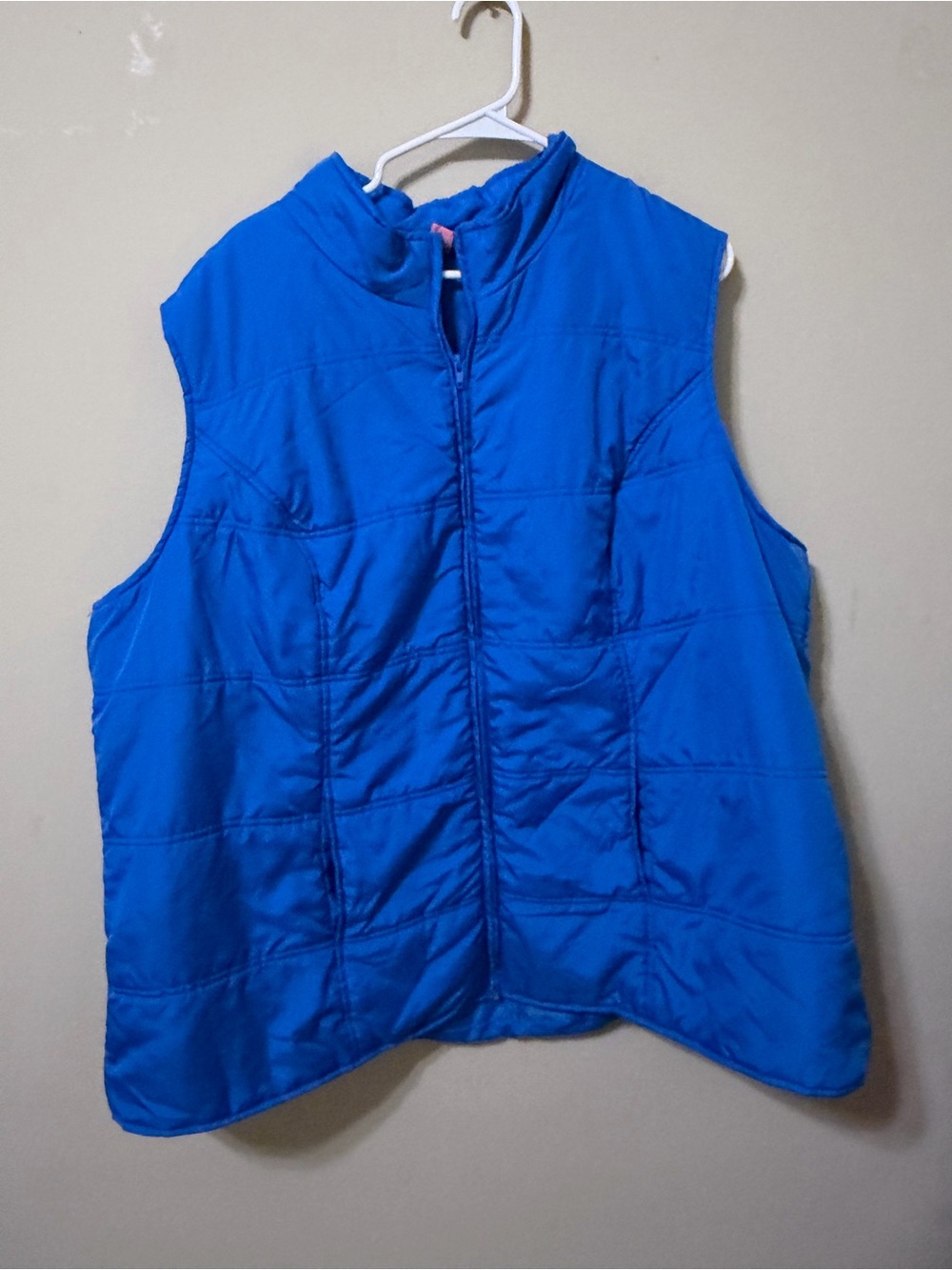Woman Within Royal Blue Quilted Puffer Vest 3x 30/32 slight flaw at zipper
